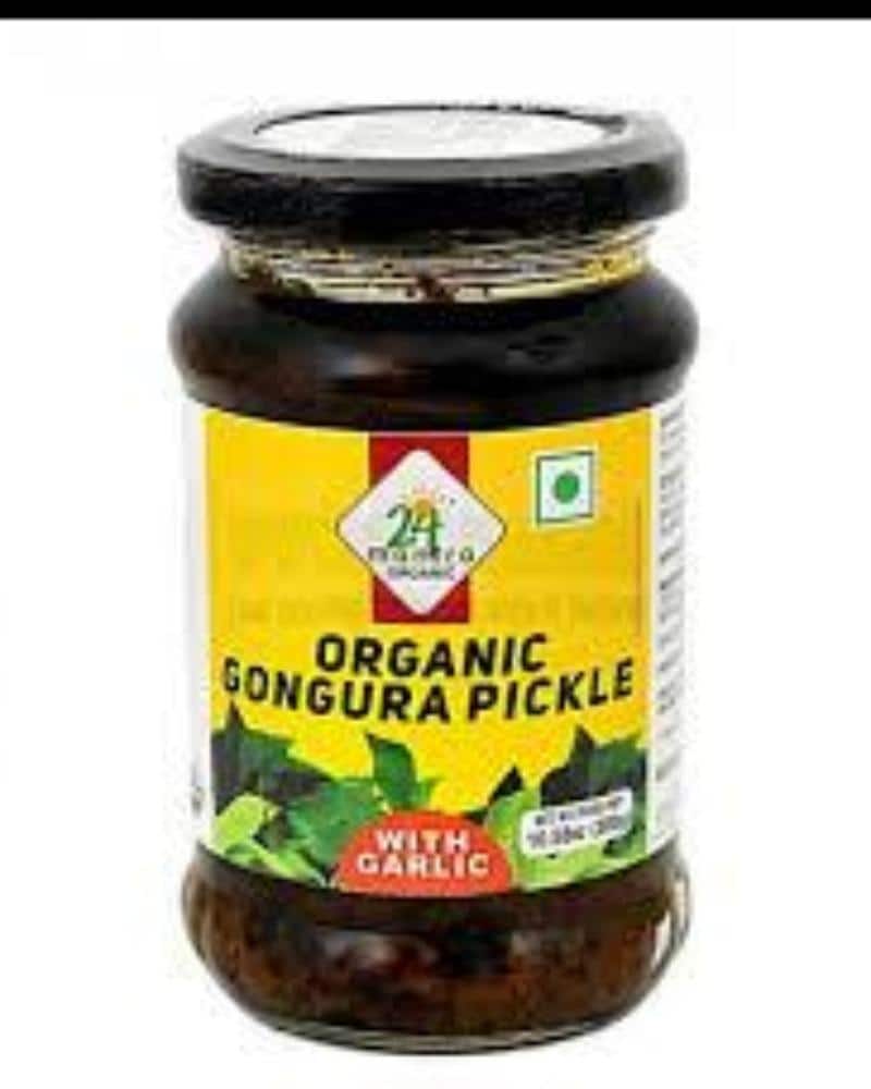 24 Mantra Organic Gongura Pickle with Garlic 24 Mantra Organic Gongura Pickle with Garlic, 24 Mantra Organic Pickle, 24 Mantra Pickle, aachar, Gongura Pickle, Indian pickles, Organic Gongura Pickle, Pickle 