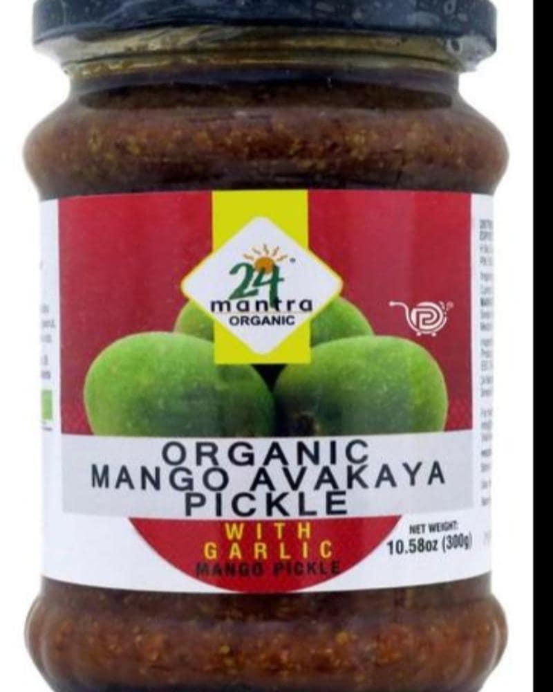 24 Mantra Organic Mango Avakaya Pickle with Garlic 24 Mantra Organic Mango Avakaya Pickle with Garlic, 24 Mantra Organic Pickle, 24 Mantra Pickle, aachar, Indian pickles, Mango Avakaya Pickle, Mango Pickle, Organic Mango Pickle, Pickle 