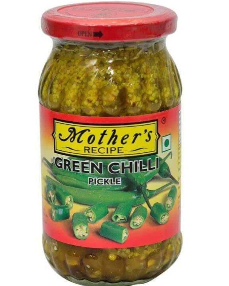 Mother's Recipe Green Chilli Pickle aachar, Green Chilli Pickle, Indian pickles, mothers recipe 